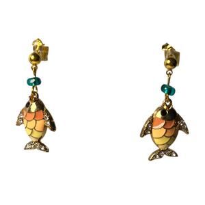 Womens Handmade Earrings Fish Nautical Gold Tone Beachy Coastal Cowgirl